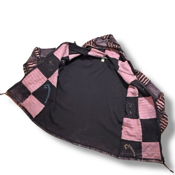 Goblin Fairy Pixie Hippy Boho Cotton Patchwork Jacket Zip Up Hoodie Mens S/M - Picture 6 of 14